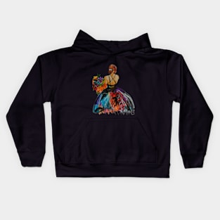 Girl with Bouquet: Radiant Elegance Kids Hoodie